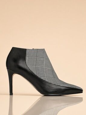LK Bennett Black & Houndstooth Pointed-Toe Booties Made in Spain
